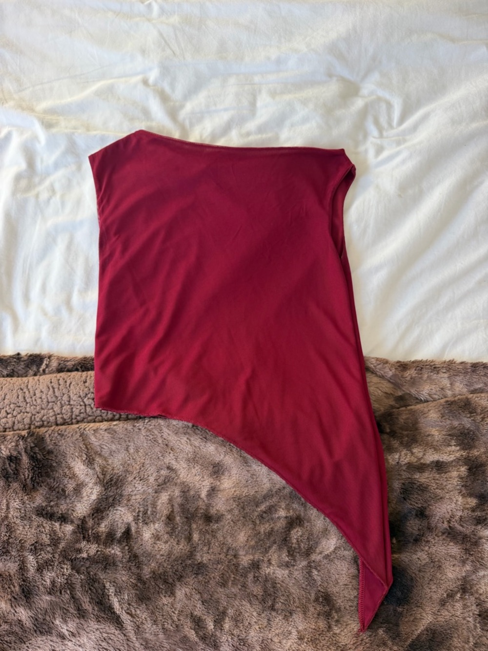 PrettyLittleThing Burgundy Asymmetrical One-Shoulder Skirt
